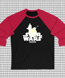 Bounty Hunter And Child Silhouettes Star Wars The Mandalorian Raglan Tee