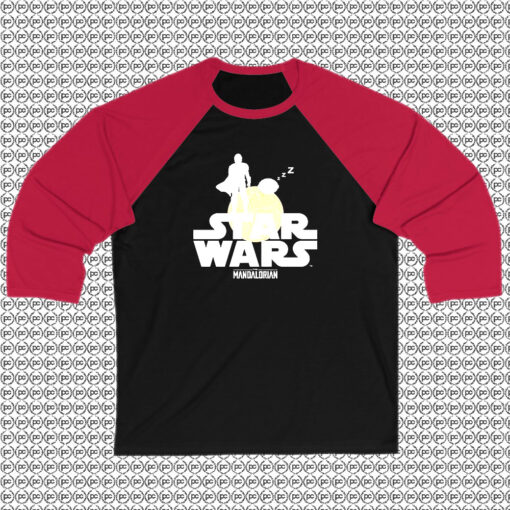 Bounty Hunter And Child Silhouettes Star Wars The Mandalorian Raglan Tee