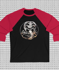 Faux Chrome Logo Cobra Kai Raglan Tee