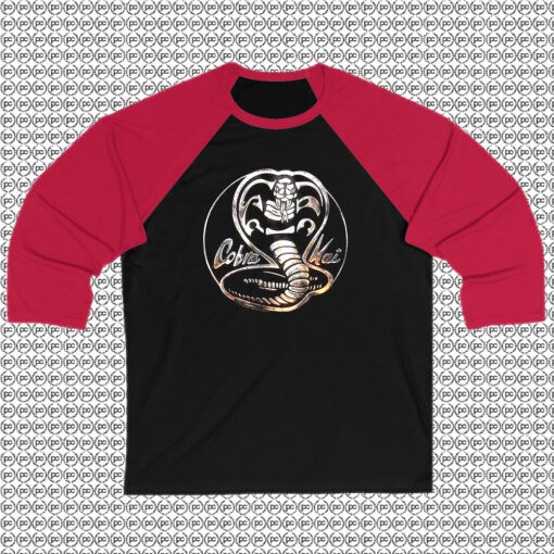 Faux Chrome Logo Cobra Kai Raglan Tee