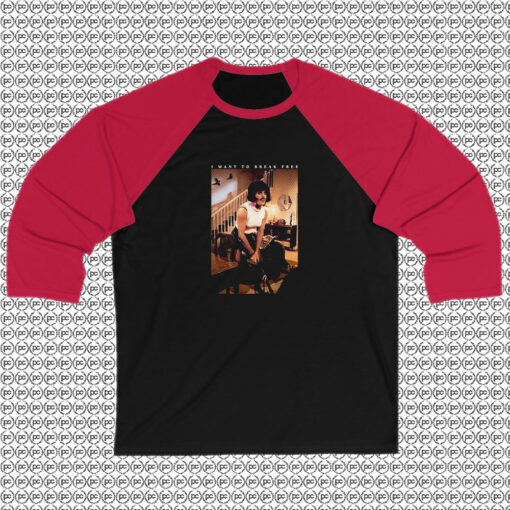 Freddie Mercury Want To Break Free Raglan Tee