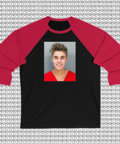 Justin Bieber Mugshot Face Raglan Tee