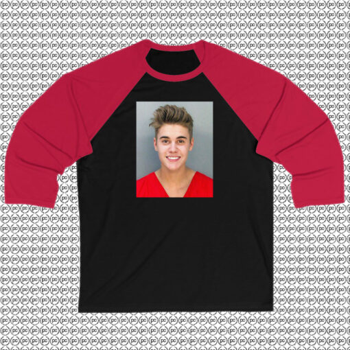 Justin Bieber Mugshot Face Raglan Tee