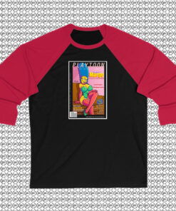 Marge Simpson Playboy Cover Parody T Shirt Raglan Tee