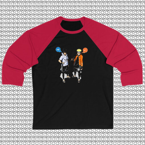 Naruto Nike and Sasuke Adidas White Raglan Tee