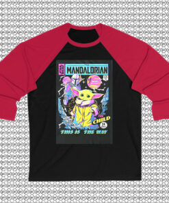 Neon Mandalorian Comic Book Cover Star Wars Raglan Tee