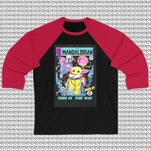 Neon Mandalorian Comic Book Cover Star Wars Raglan Tee