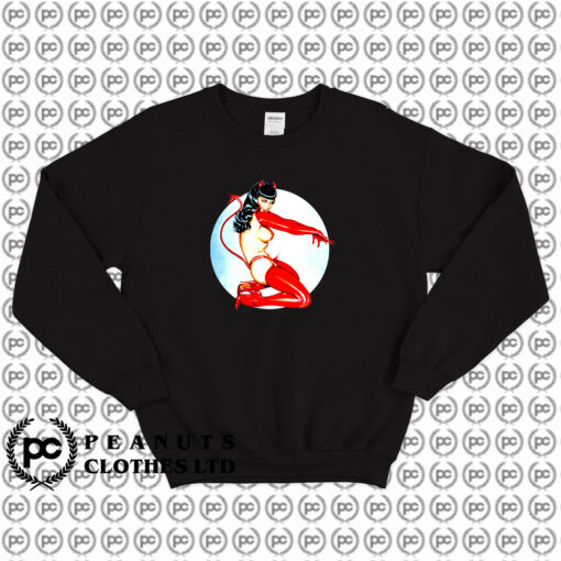 Rare Bettie Page Topless Devil Pinup Sweatshirt