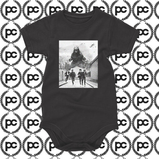 Godzilla Versus The Beatles Baby Onesie