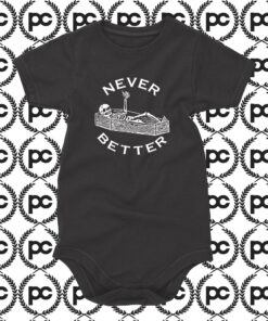 Never Better Skeleton Coffin Baby Onesie