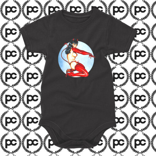 Rare Bettie Page Topless Devil Pinup Baby Onesie