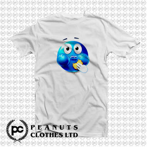 Blue Emoji Eating a Cookie T Shirt