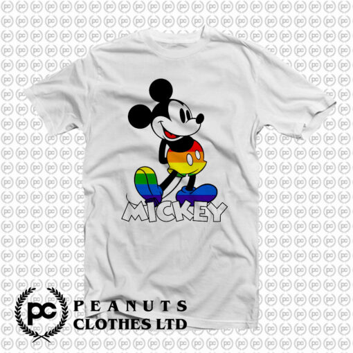 Classic Mickey Rainbow Stripes T Shirt