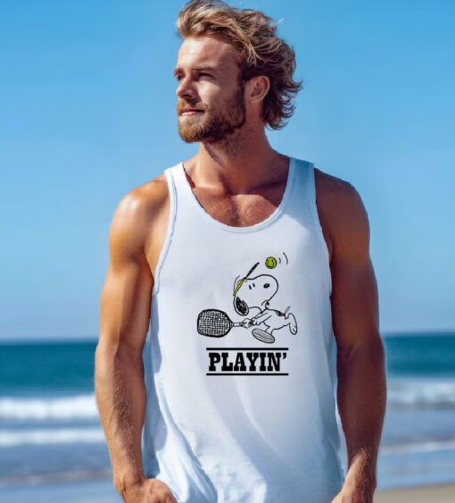 Snoopy Playing Tennis Tank Top