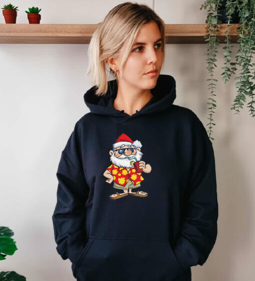 Funny Hawaiian Xmas Summer Santa Hoodie