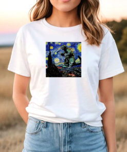 Godzilla Starry Night Van Gogh T Shirt