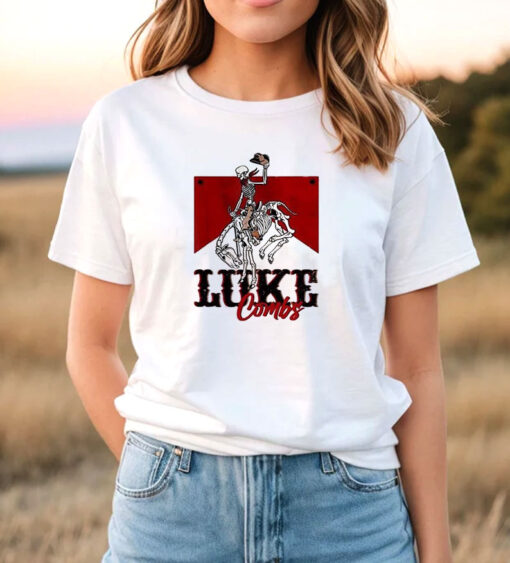 Western Luke Combs Bullhead Cowboy Skeleton T Shirt