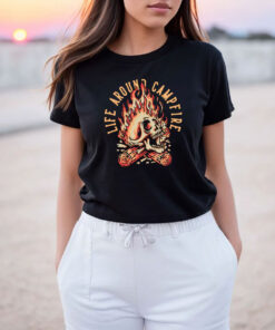 Campfire Vintage Style Camper Skull Vintage T Shirt