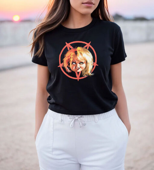 Chucky & Tiffany Pentagram Split Portrait T Shirt