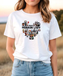 Crazy Horror Lady Horror movies For Halloween Scary Caracters T Shirt