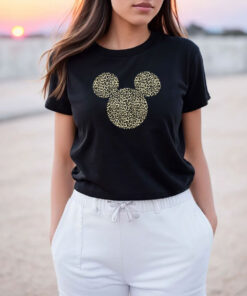 Disney Mickey Mouse Cheetah Print Silhouette Fill T Shirt