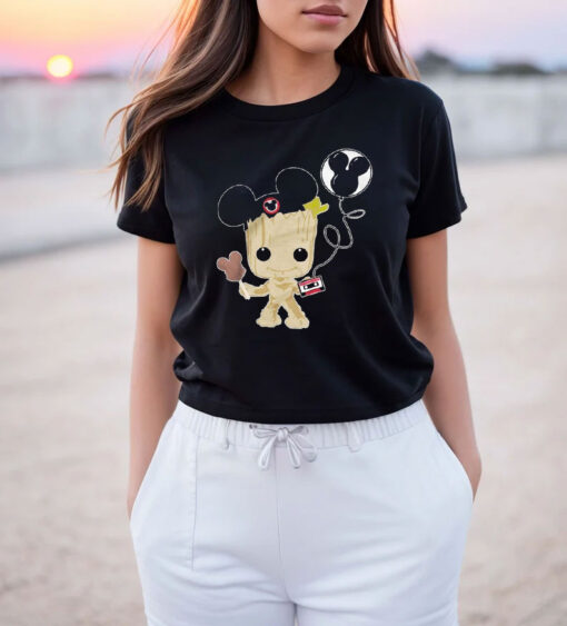 Funny Baby Groot And Mickey Ears T Shirt