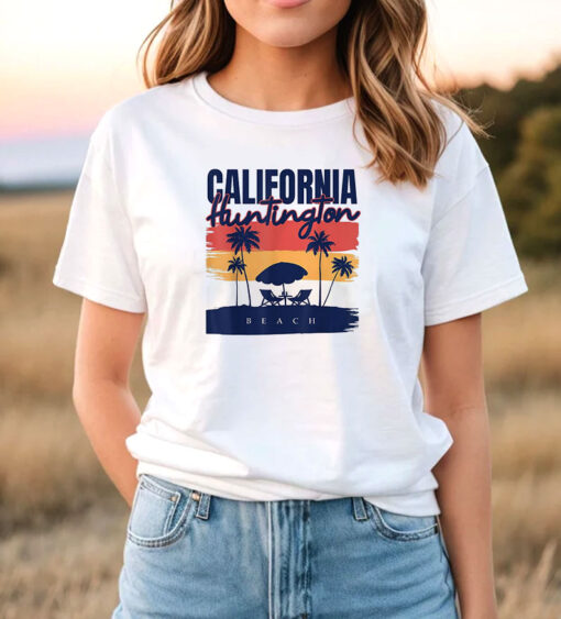 Huntington Beach California Vacation Ocean Palm T Shirt