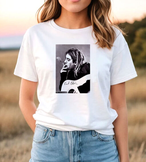 Nirvana Kurt Cobain Smoking Photo T Shirt