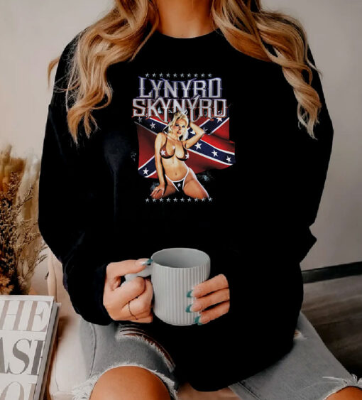 Lynyrd Skynyrd Bikini GIrl With Rebel Flag Sweatshirt