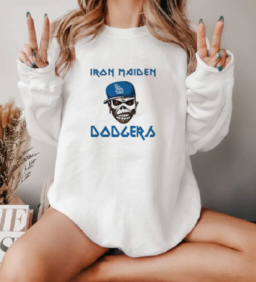 MLB Los Angeles Dodgers Iron Maiden Rock Band Music Baseball Sweatshirt