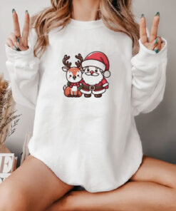 Merry Christmas Santa And Deer Christmas Sweatshirt