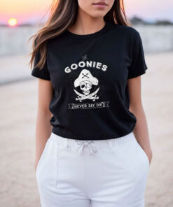 Never Say Die Pirate Logo Goonies T Shirt