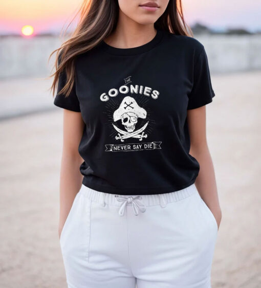 Never Say Die Pirate Logo Goonies T Shirt