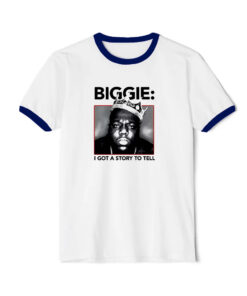 Biggie Smalls I Got A Story To Tell Ringer Navy Tee