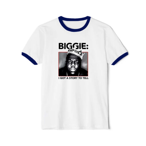 Biggie Smalls I Got A Story To Tell Ringer Navy Tee