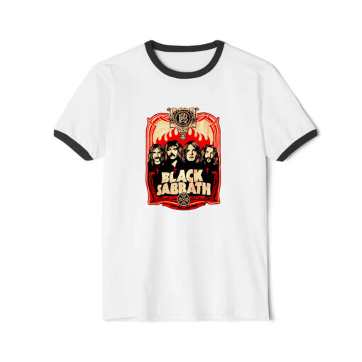 Black Sabbath Red Flames Ringer Black Tee