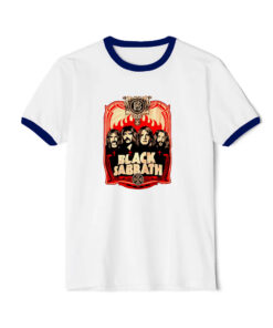 Black Sabbath Red Flames Ringer Navy Tee