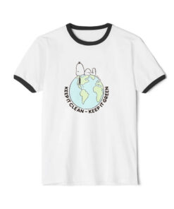 Earth Day Snoopy Keep It Clean Keep It Green Ringer Black Tee