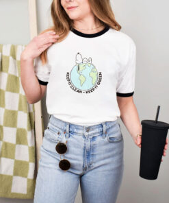 Earth Day Snoopy Keep It Clean Keep It Green Ringer Tee