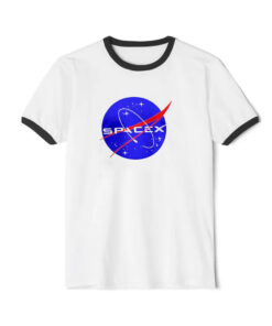 Elon Musk Nasa Spacex Logo Ringer Black Tee