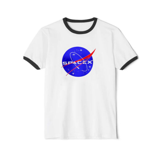 Elon Musk Nasa Spacex Logo Ringer Black Tee