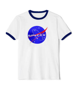 Elon Musk Nasa Spacex Logo Ringer Navy Tee