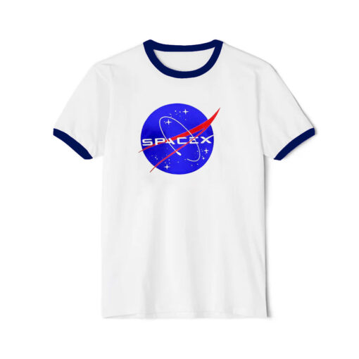 Elon Musk Nasa Spacex Logo Ringer Navy Tee