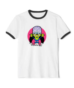 Funny Mojo Jojo Mad Scientist Powerpuff Ringer Black Tee