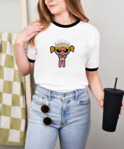 Funny Powerpuff Angry Queen Bubbles Ringer Tee