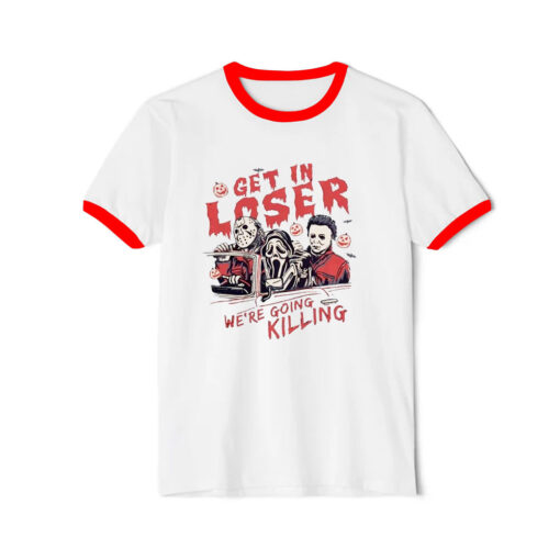 Get In Loser Halloween Horror Ringer Red Tee