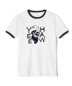 Hard Livin Cowboy Skull Yee Haw Ringer Black Tee