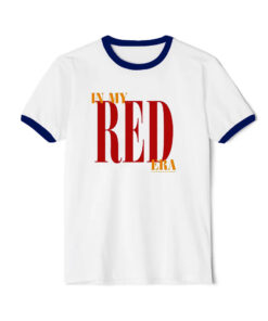 In My Red Era Taylor Swift Ringer Navy Tee