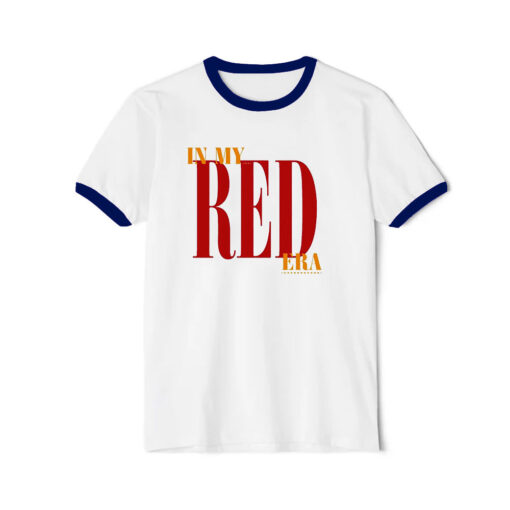 In My Red Era Taylor Swift Ringer Navy Tee