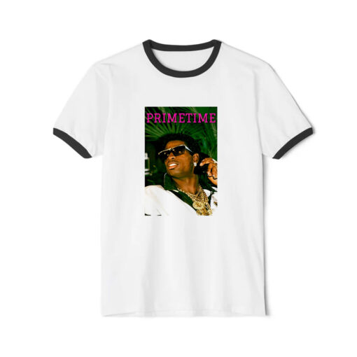 Jc On Deion Sanders Deion Primetime Sanders Ringer Black Tee